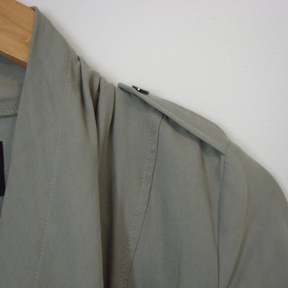 Duster Trench Coat Utility Olive Green Waterfall Front Flowy Size XS Small - Picture 10 of 16